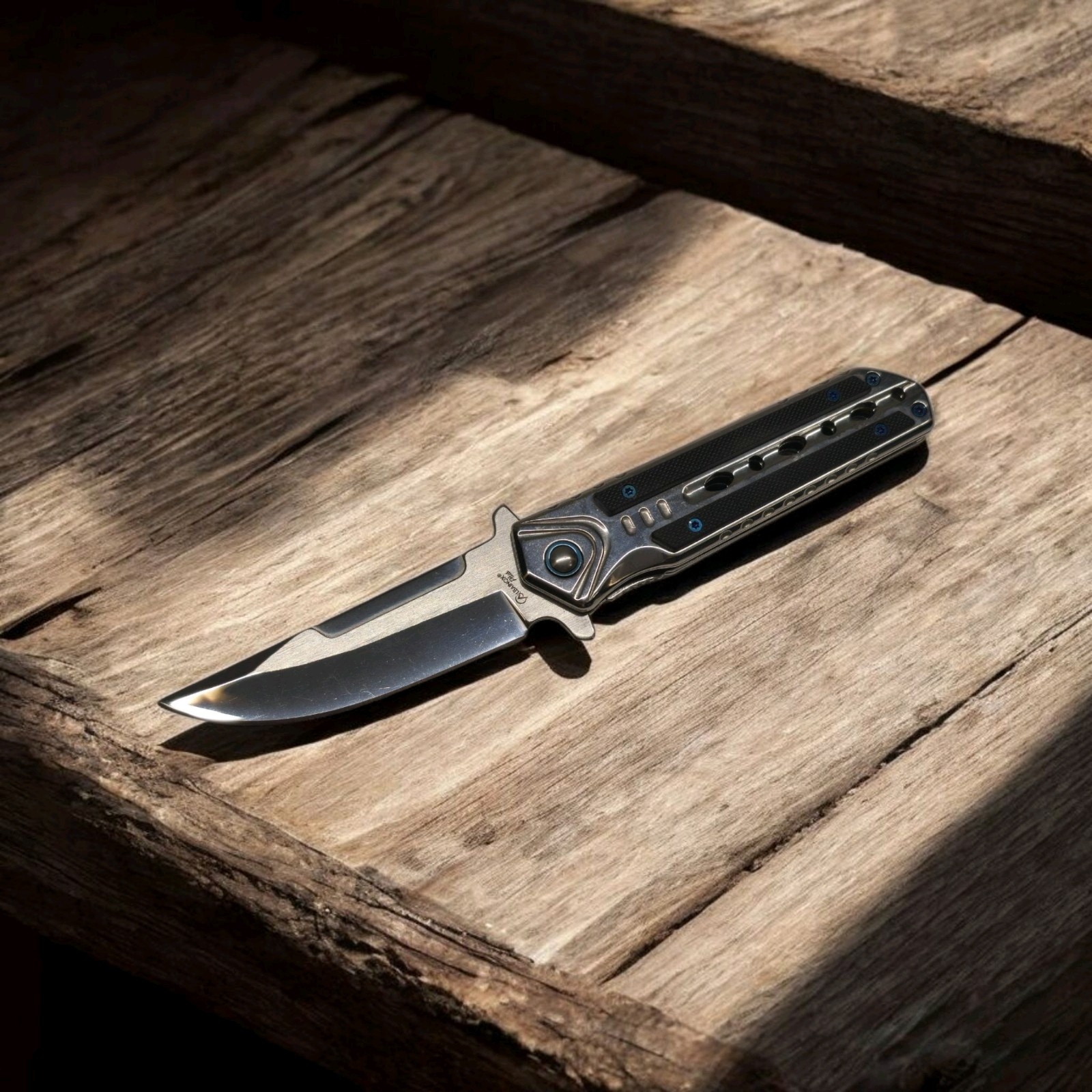 Chrome Pocket Knife «The Lux» Black G10 Inlay Blue Clip NEW Father’s Day Gift