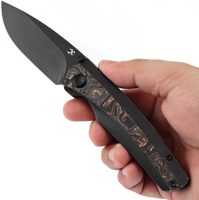 Kansept Knives Folding Knife 3.13″ CPM-20CV Steel Blade Titanium/CF/Copper Foil