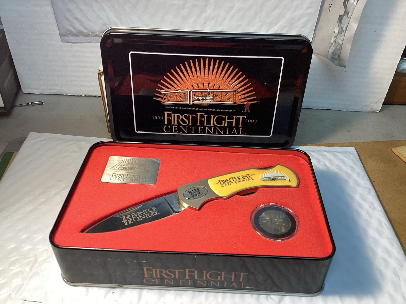 Wright Brothers 100 Years Of Aviation Celebration Knife & Coin.. 2003