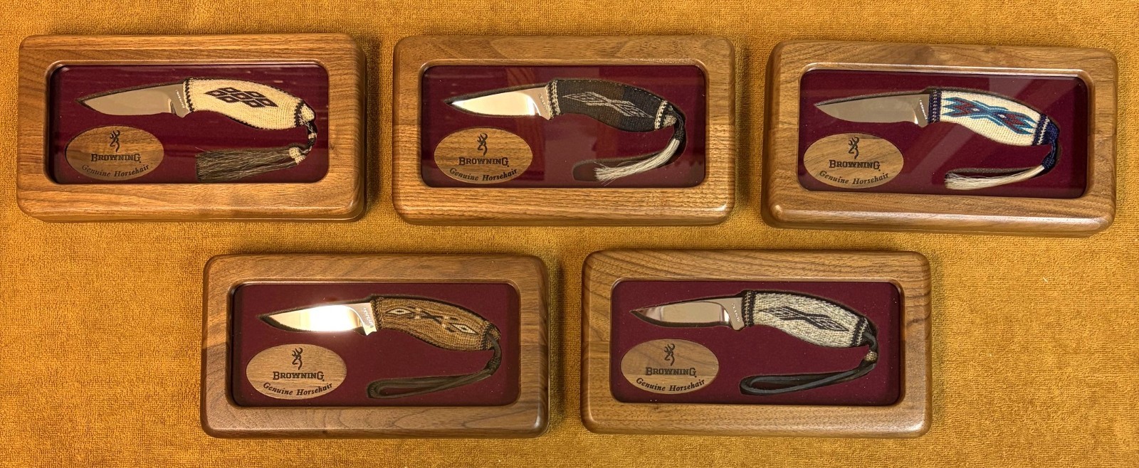 Browning Genuine Horsehair Grip Knifes – 5 Knife Collection – Mint Condition