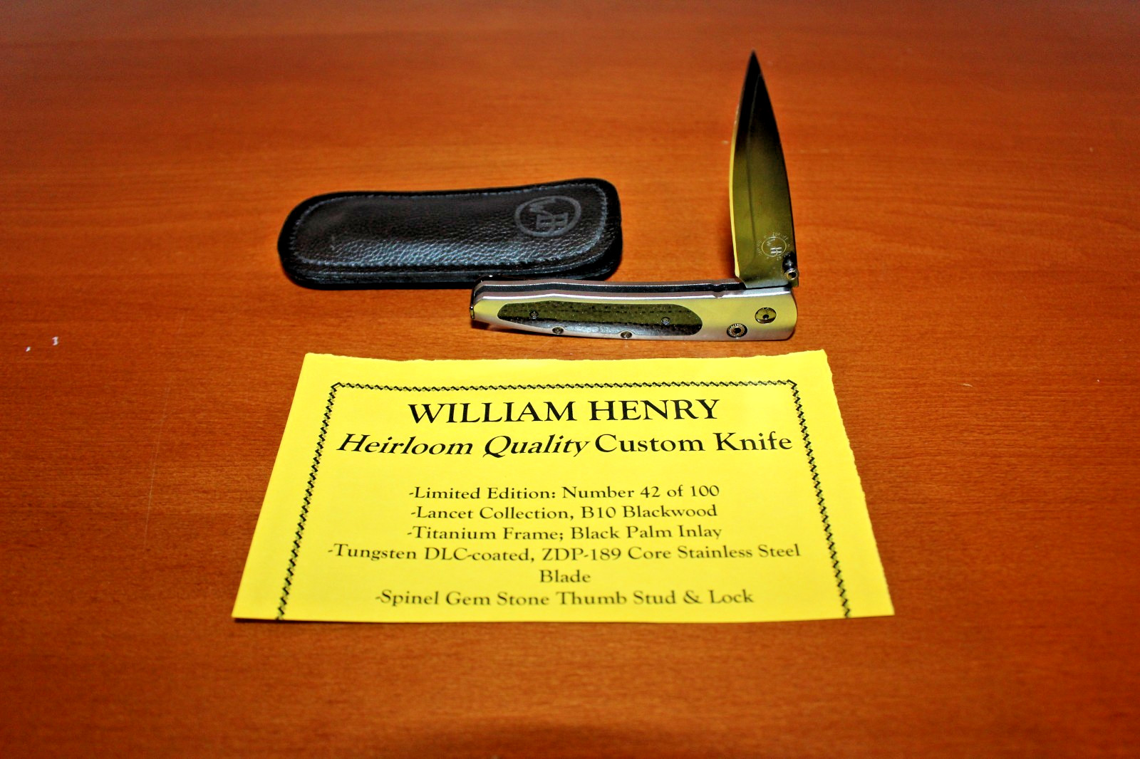 William Henry Heirloom Quality Custom B10 Blackwood Folding Knife – #42/100
