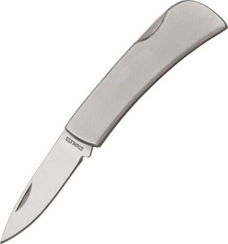 China Made Stainless Lockback Knife 210057-2 2 1/2″ closed. Stainless drop point