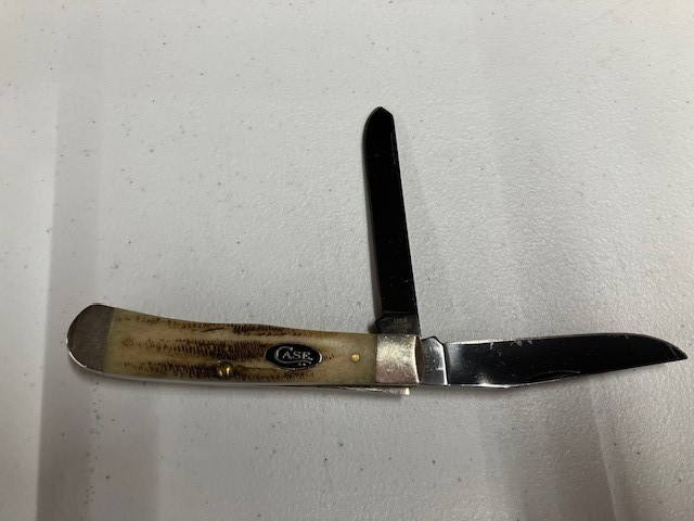 Case XX V6254 SS Trapper Bovine Bone Handle Black PVD Coated