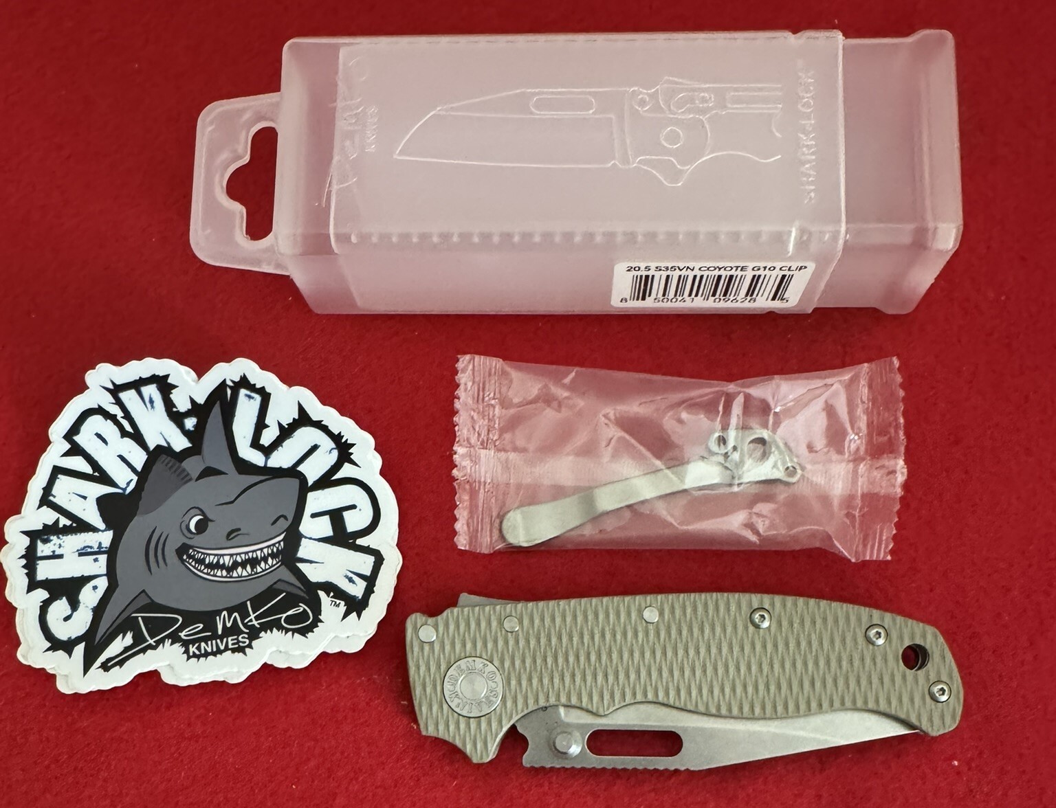 Demko AD20.5 Clip Point Shark-Lock Pocket Knife Coyote G-10