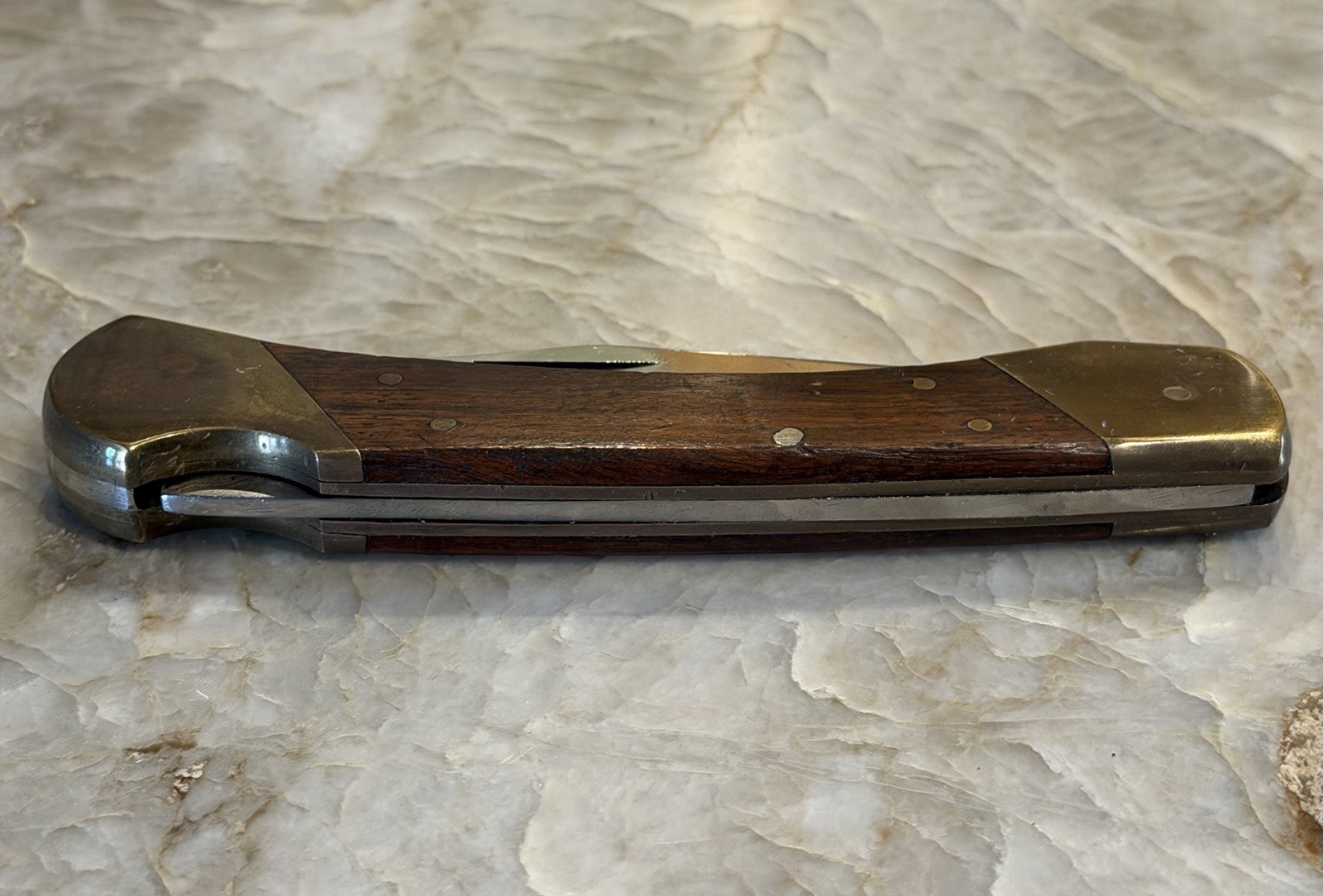 Large Folding 11″ Pakistan Buck Style Knife With Leather Case