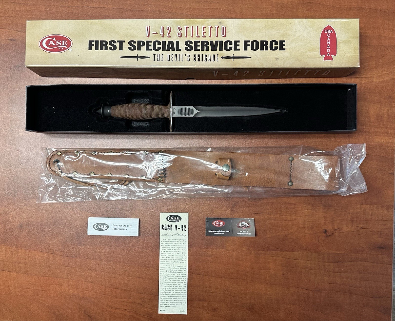 CASE V-42 STILETTO KNIFE DEVILS BRIGADE SPECIAL SERVICE FORCE NIB