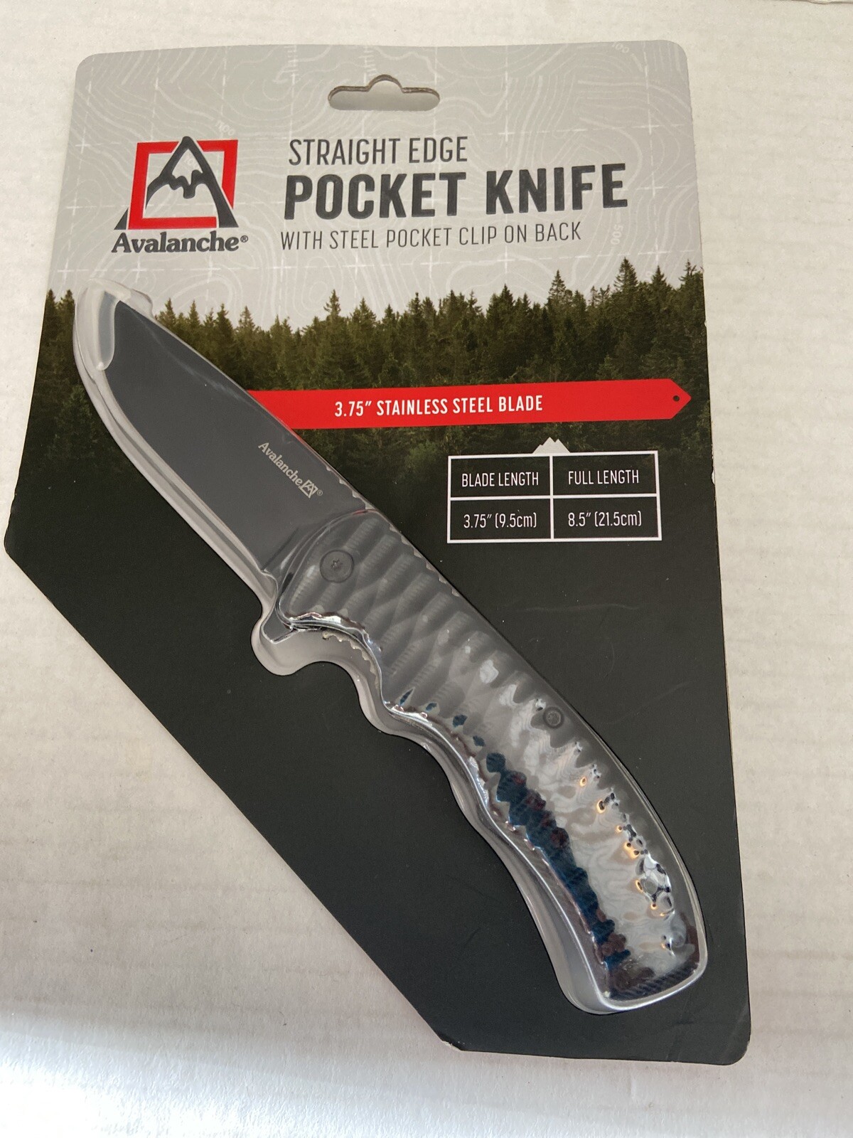 Avalanche Straight Edge Pocket Knife With Steel Clip 3.75” Stainless Steel Blade