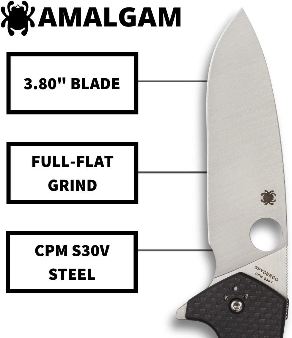 Spyderco Amalgam 3.80″ Plain Carbon Fiber G-10 Premium Flipper Knife C234CFP