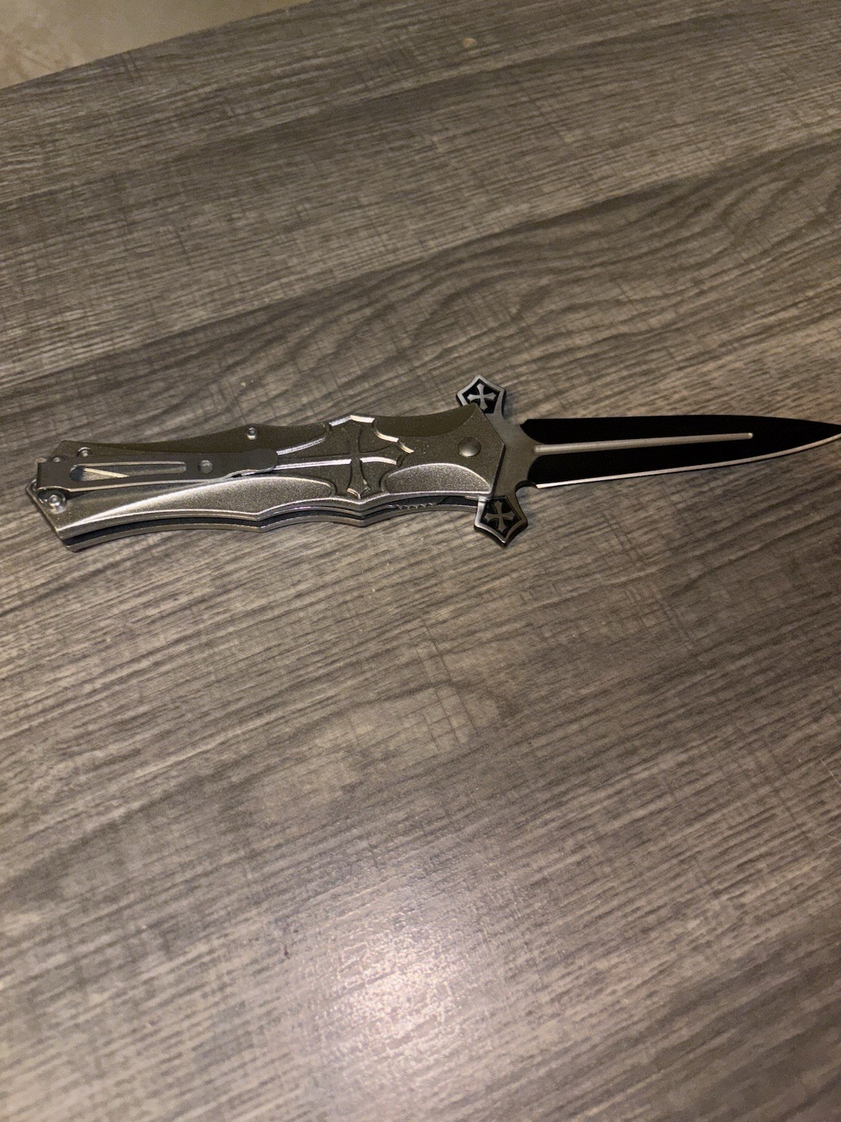 New Pocket Knife w/ Cross & Pocket Clip – 8.5” Opened – Great Christmas Gift