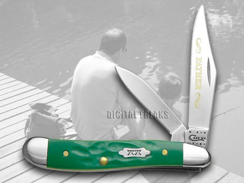 Case xx Father Peanut Knife Rough Green Handle 1/500 Stainless Pocket Knife ###1
