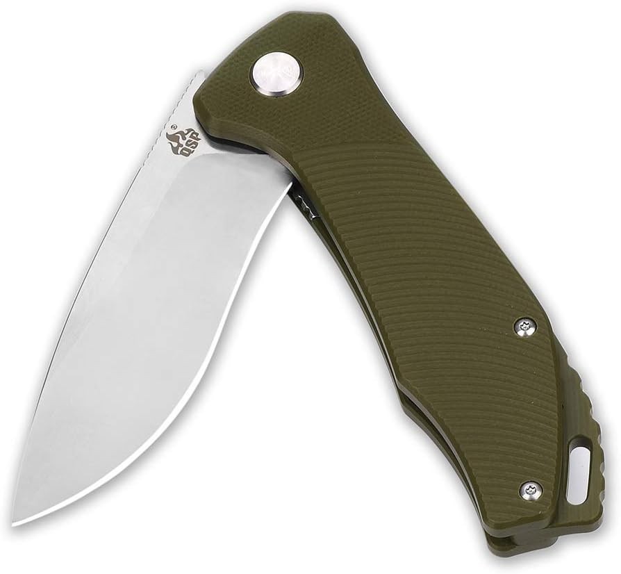 QSP Raven Folding Pocket Knife, 3.37″ D2 Two Tone Satin Blade EDC Knife