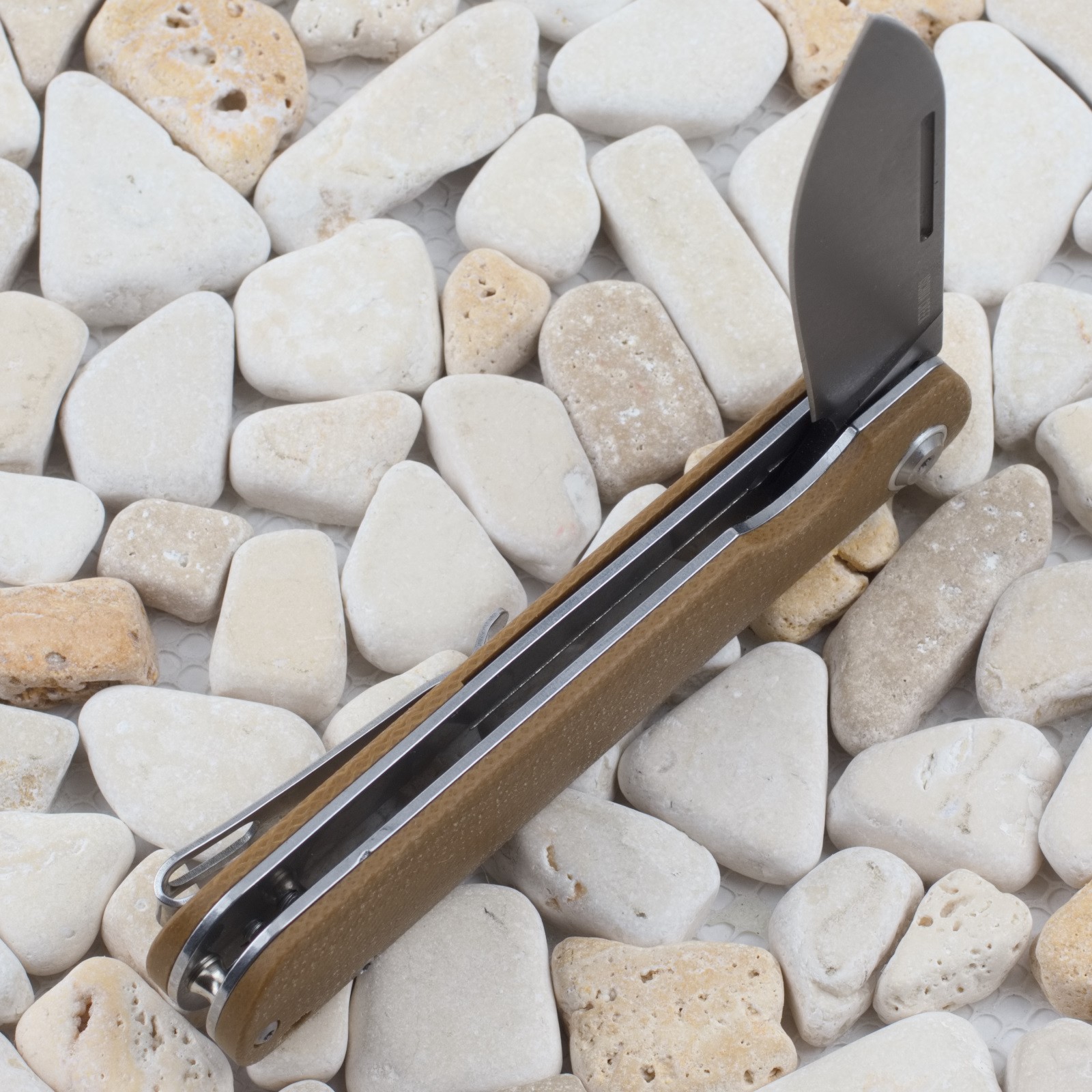 Ontario Ischua Creek Linerlock Folding Pocket Knife Brown Canvas Micarta ON9001