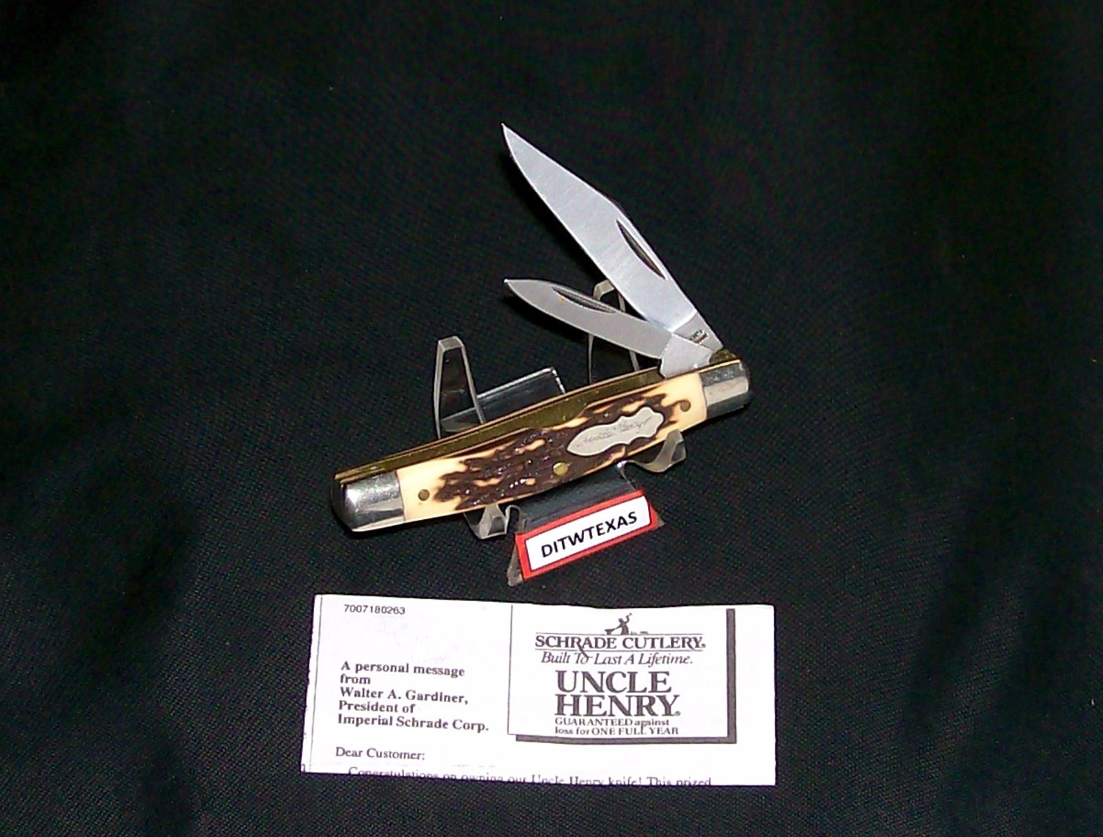 Schrade 833UH Knife Uncle Henry «The Prairie Jack» Circa-1980’s USA W/Care Inst.