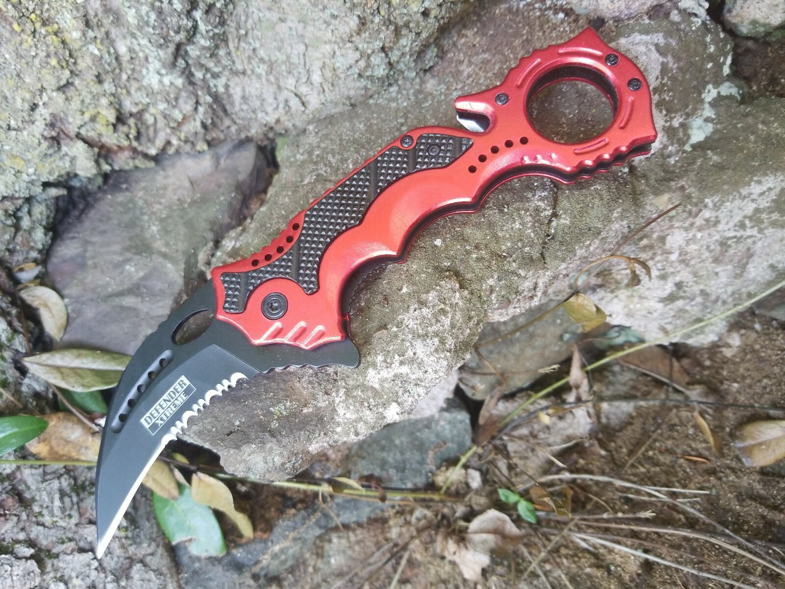 TACKTICAL POCKET KNIFE RED BLACK KARAMBIT SEAT BELT CUTTER EDC 👀😎😍
