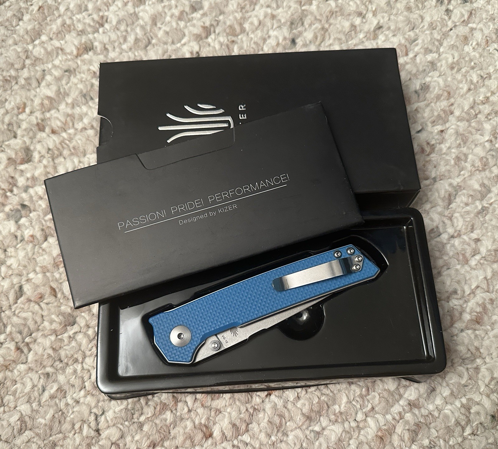 Kizer Vanguard Domin Liner Lock Knife Blue G-10 (3.5″ Stonewash) V4516A3 – NEW