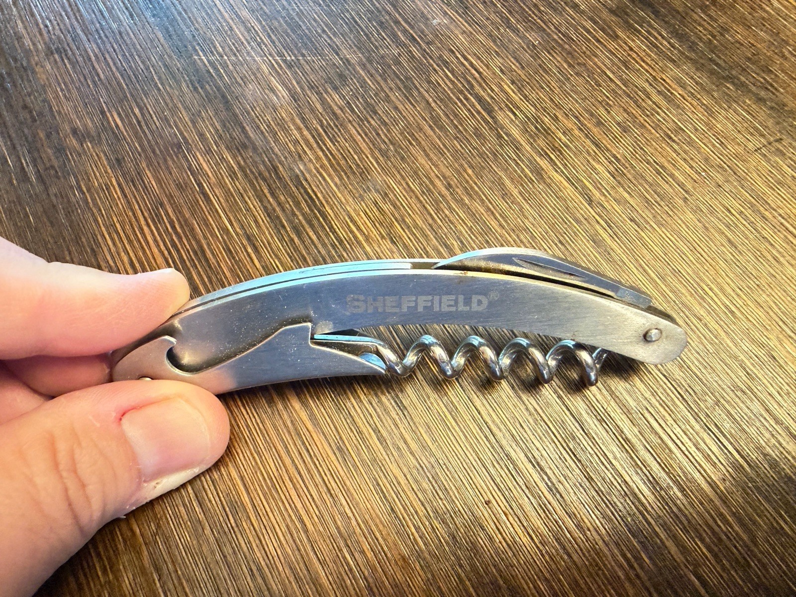 Sheffield Waiters Flat Handle Cork Screw Knife Single Blade 4 Inches