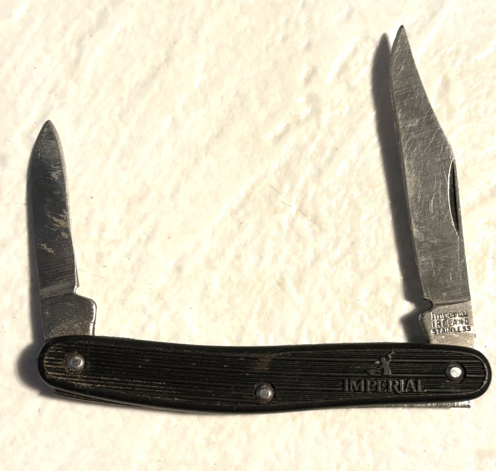 Imperial from Ireland 2 blade 3″ long closed knife, black zytle handle