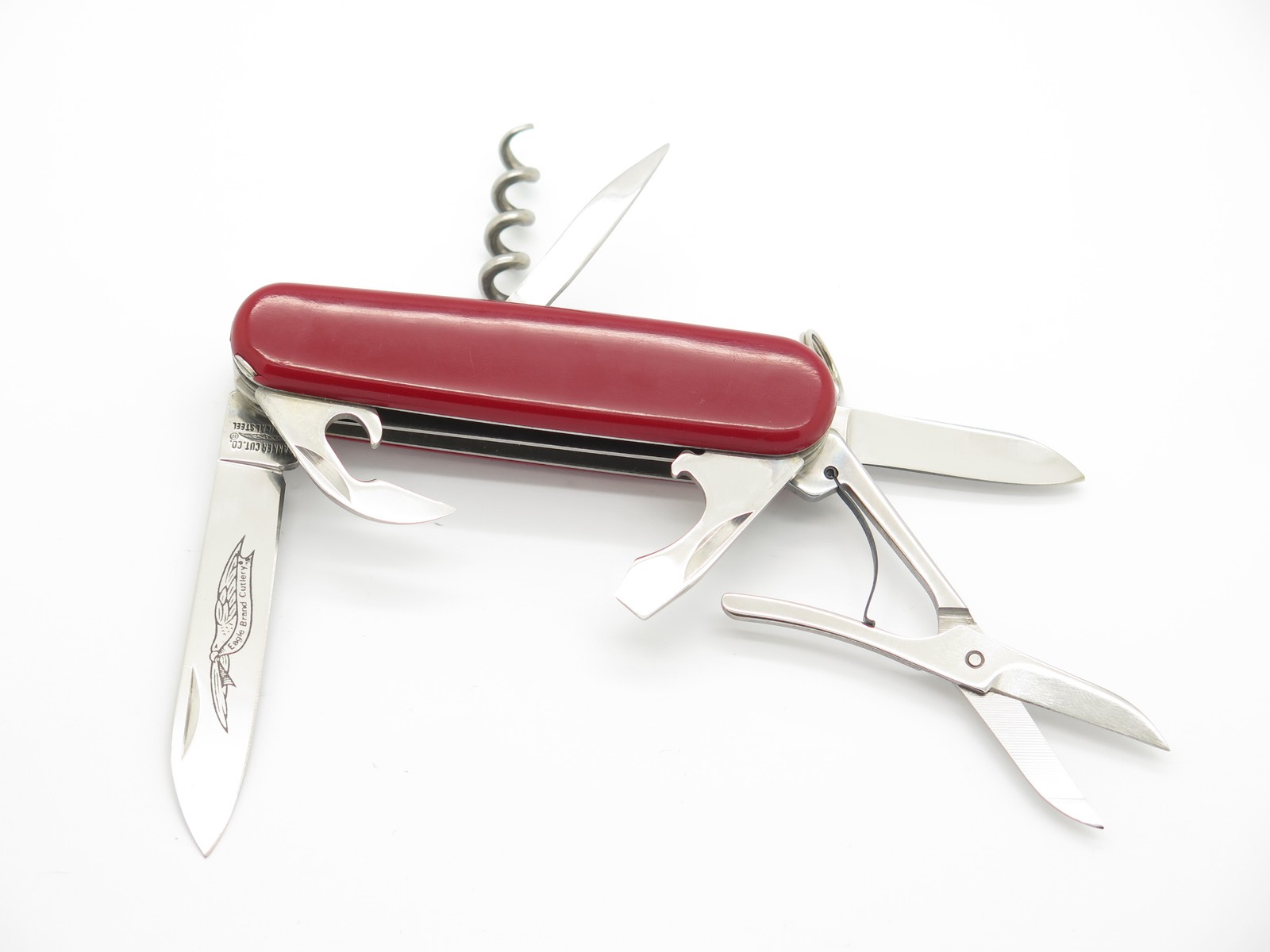 Vtg 1980s Parker Eagle Brand Japan Red Multi Tool Folding Camp Pocket Knife