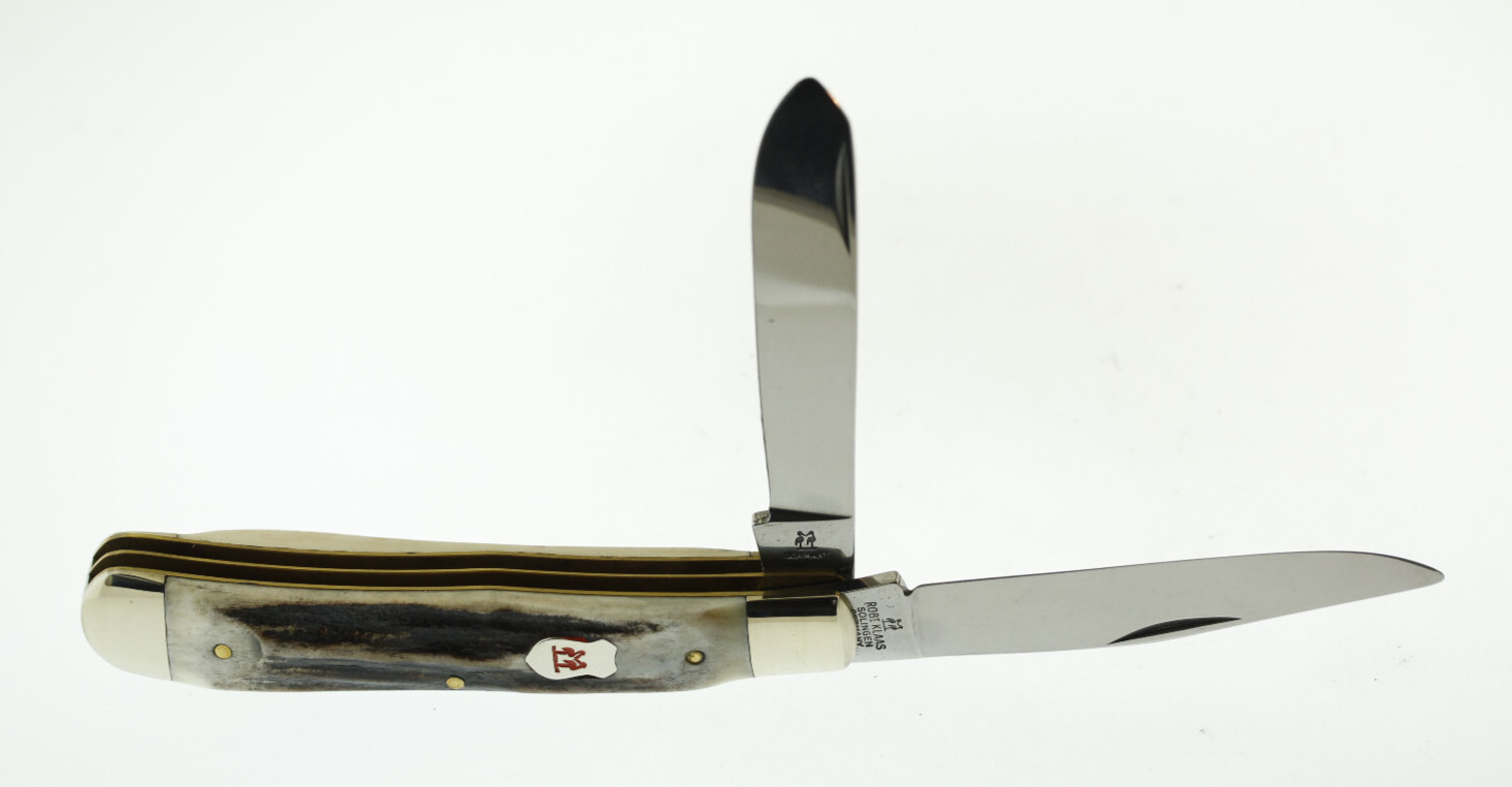 Robert Klaas Kissing Crane 191 2 Blade Folding Knife Stag Handle 4 3/16″ Trapper