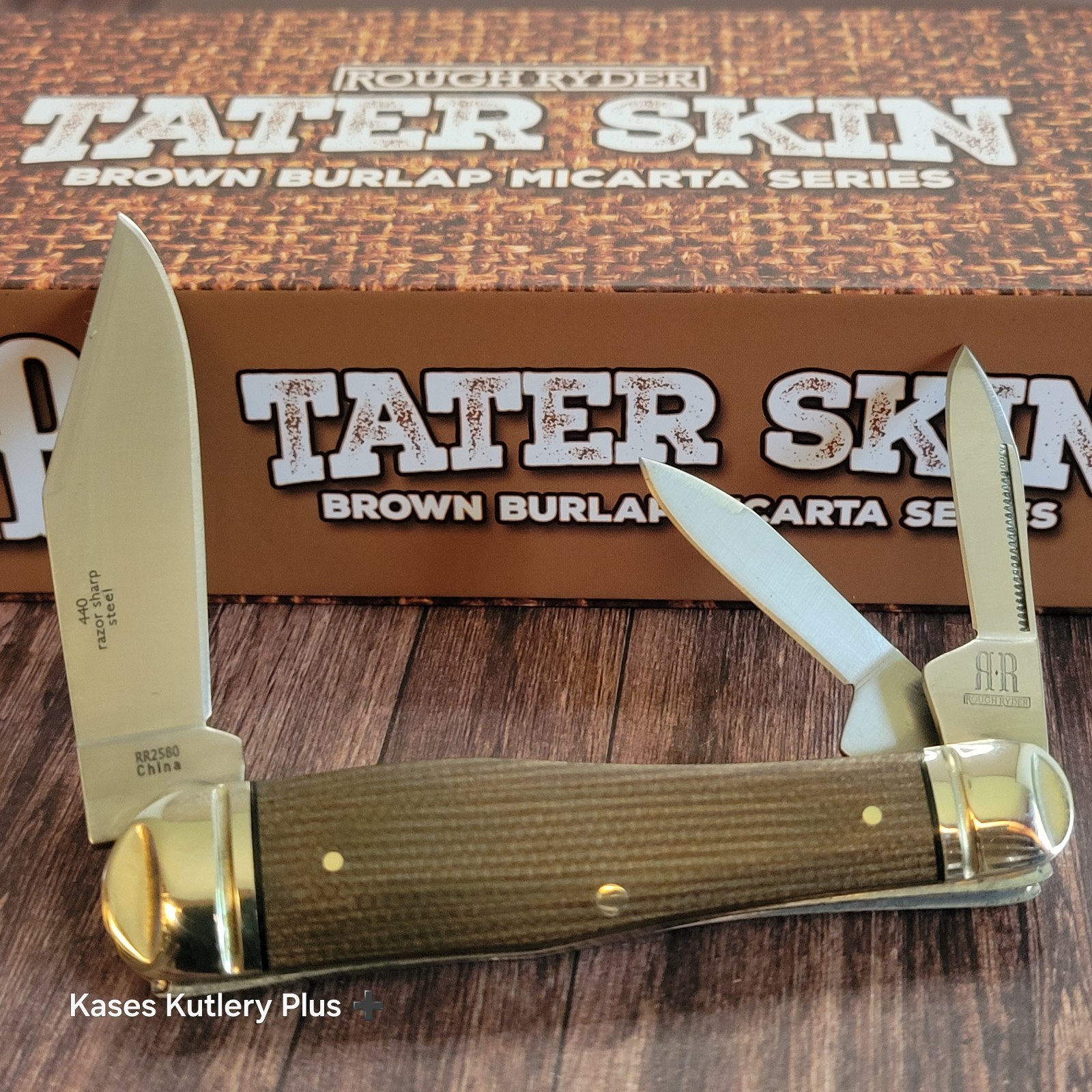 Rough Rider RR2580 Splitback Whittler Folding Pocket Knife Brown Micarta Handles