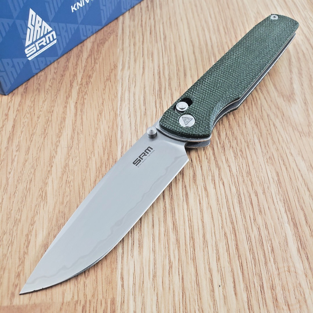 SRM Knives Terrier Folding Knife 3.5″ 140Cr14MoV3Nb Steel Blade Green G10 Handle