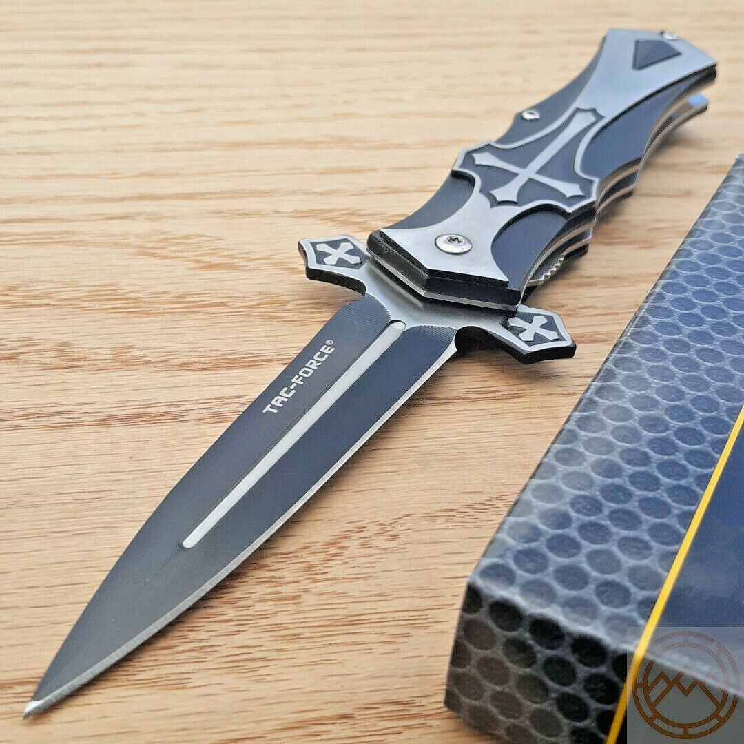Tac Force Celtic Cross Folding Knife 3.88″ 440 Steel Blade Composition Handle