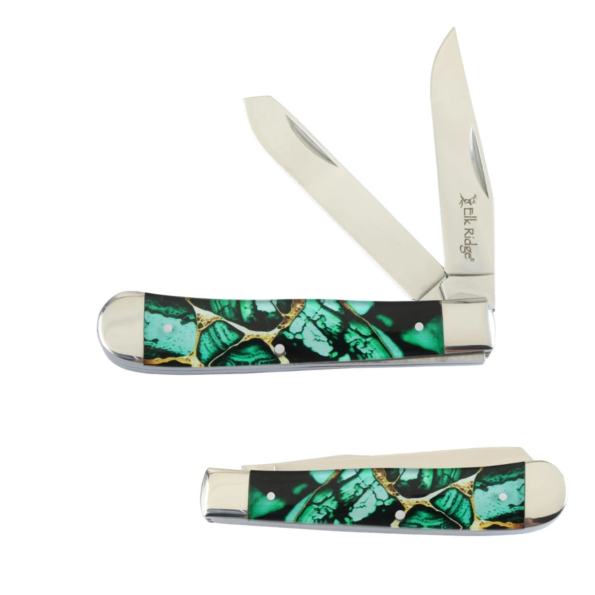 Elk Ridge Manual Folding Gentleman’s Trapper Knife-Acrylic Handle (2 Blades)