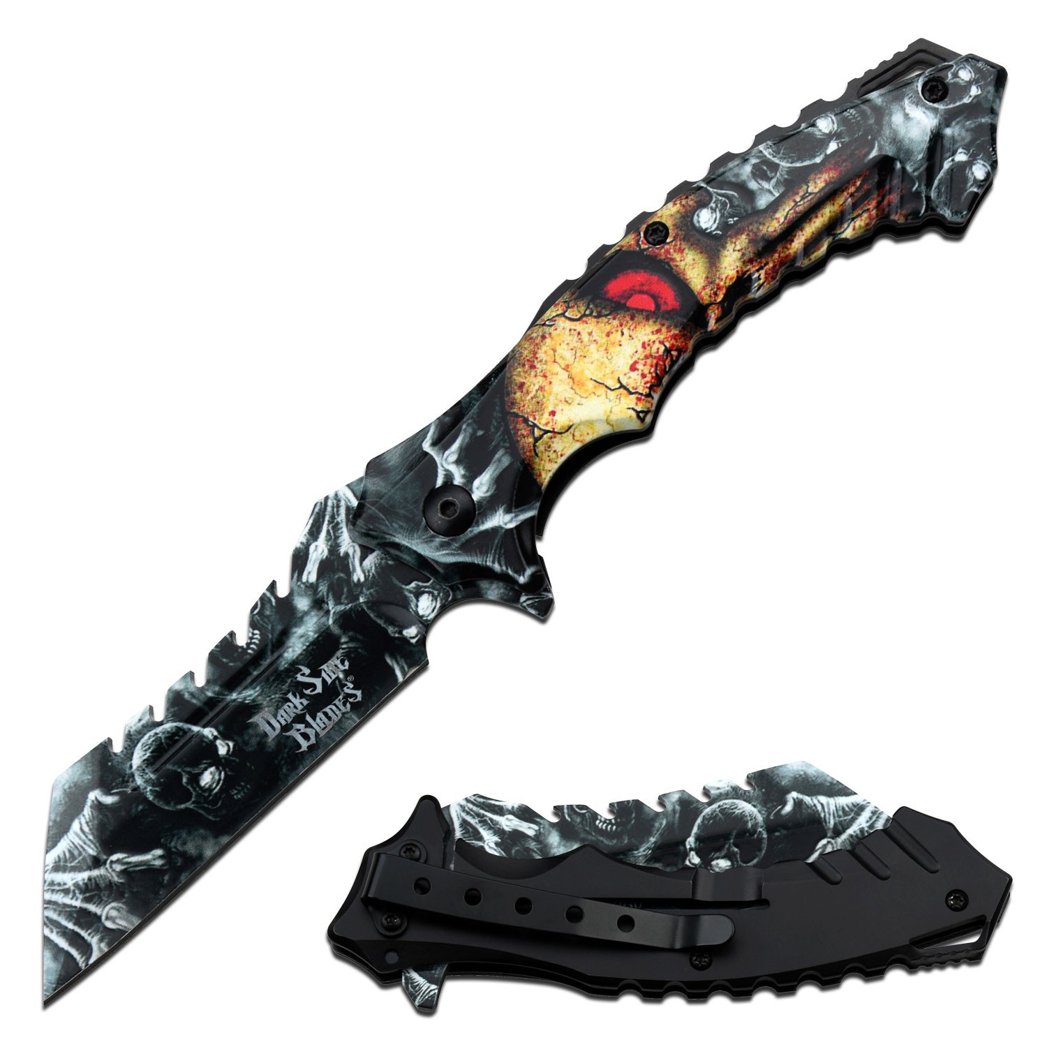 Dark Side Blades Spring Assisted Knife-Aluminum Handle & Clip-Wharncliffe Blade