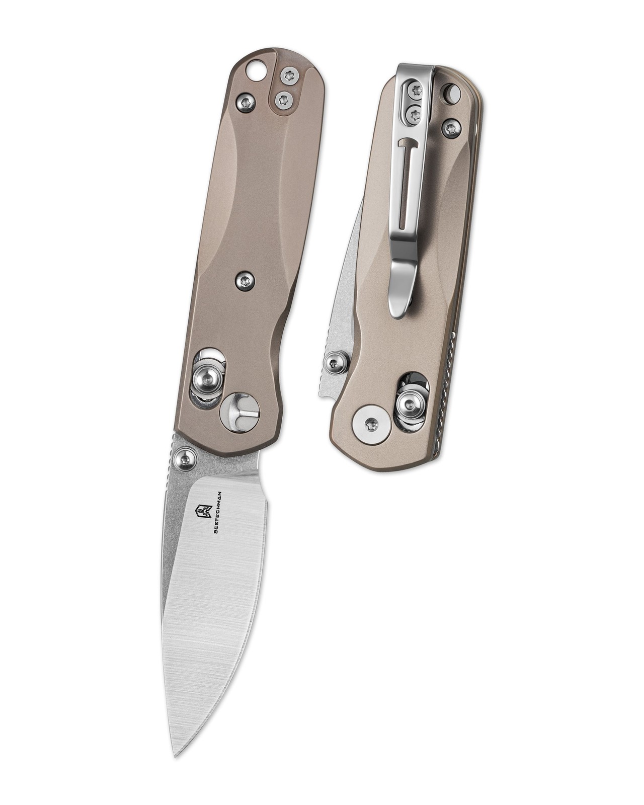 Bestechman SPRITE BMK21B Folding Knife M390 Drop Point Titanium Cross Bar Lock