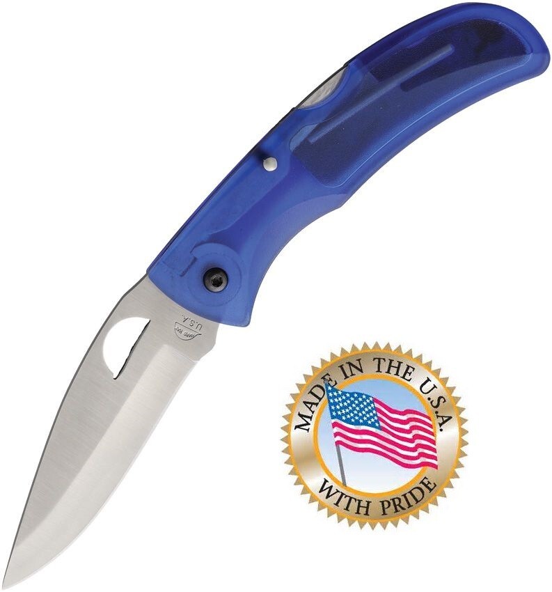 Hard Hat pocket knife Freedom Lockback Blue Handle Small Size EDC DIY
