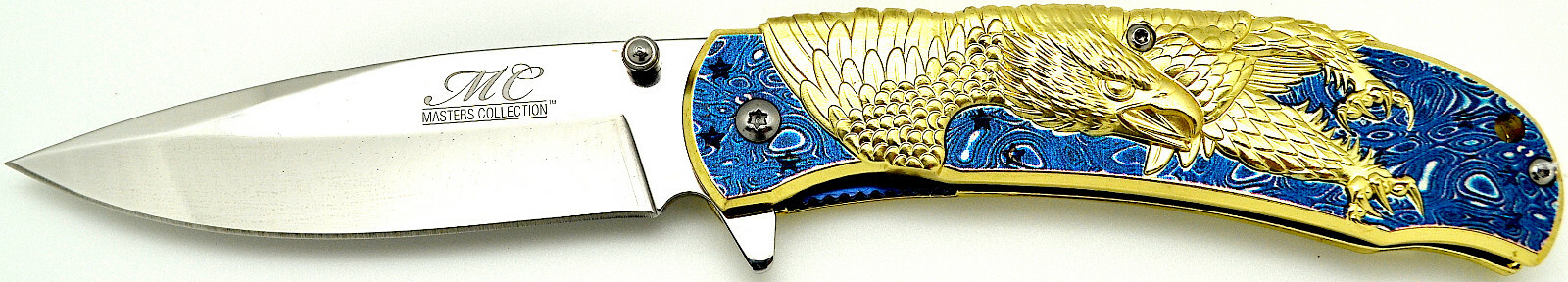 8 1/4″ NEW! Master Collection BLUE Gold American EAGLE Sport POCKET KNIFE Knives