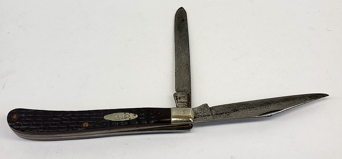 Vintage Case XX 1973 Jigged Delrin Slimline Trapper 7 Dot USA 62048 CV Blades