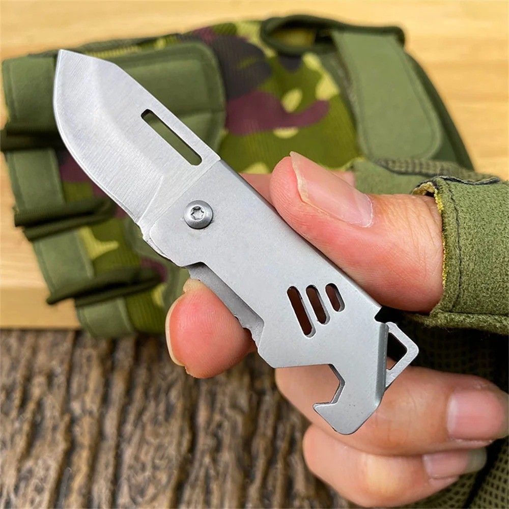 Mini Folding Pocket Knife Stainless Steel Keychain Outdoor Camping EDC Tool