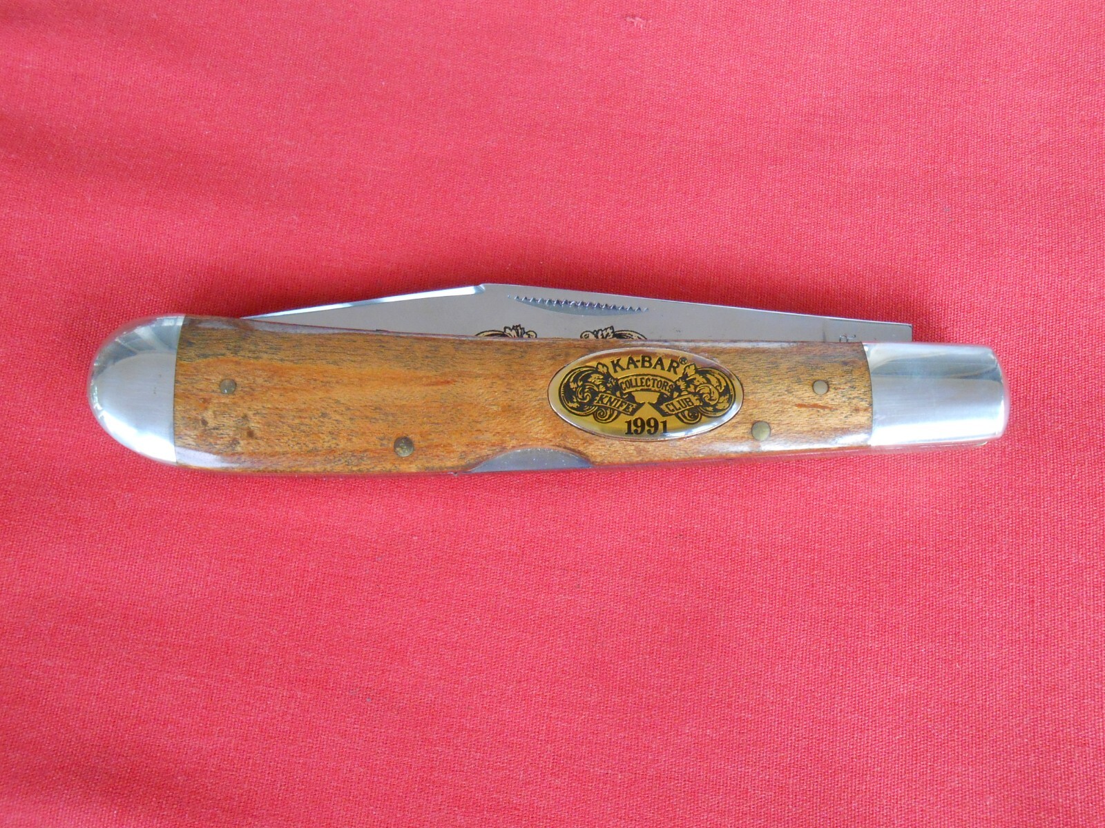 KA-BAR CK91 1 BLADE KABAR CLUB KNIFE 1991 BIRD`S EYE MAPLE HANDLES KNIFE
