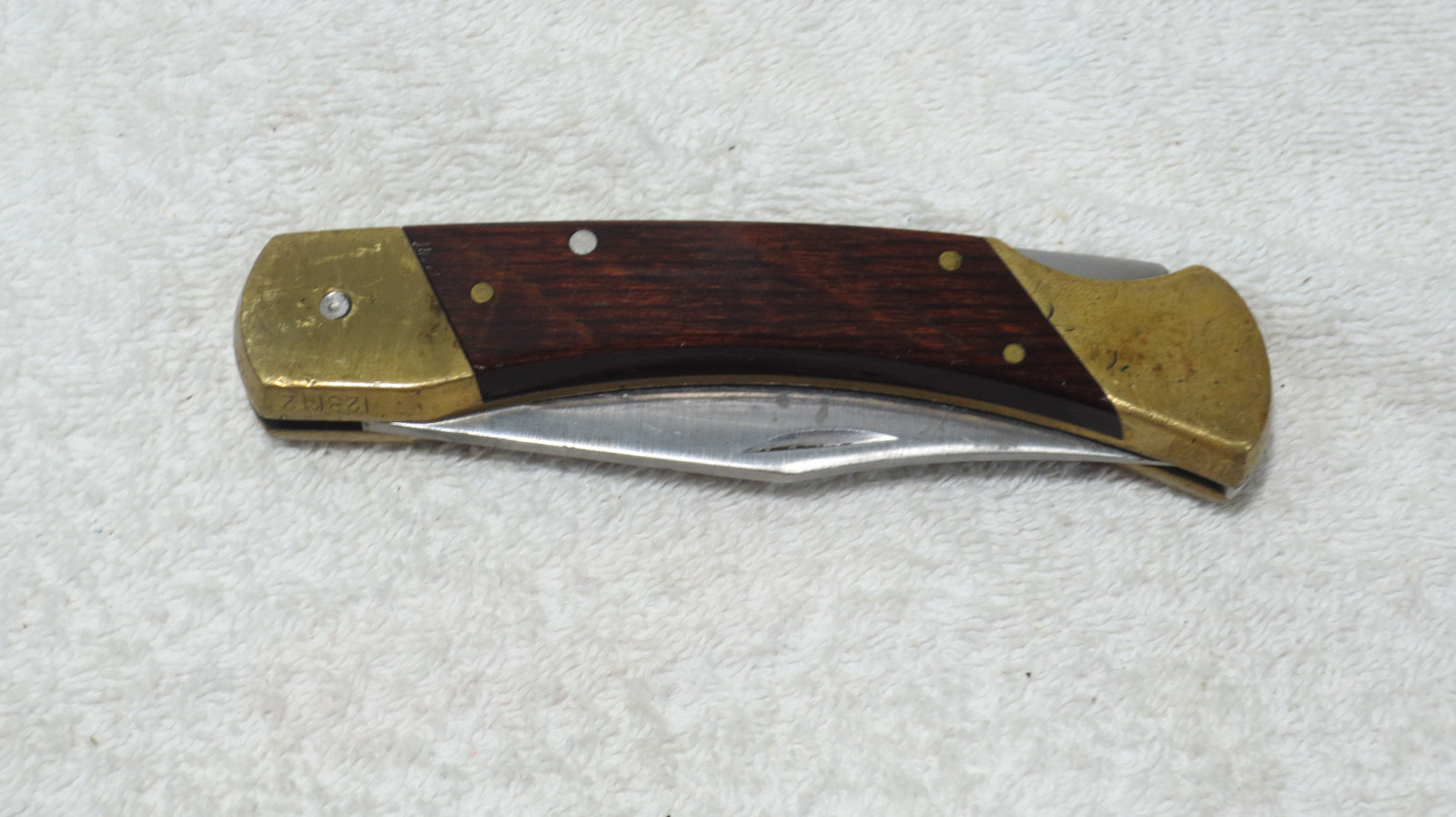 VINTAGE BEAR PAW FOLDING KNIFE HENRY SCHRADE LB7 BROWN GRAIN BRASS BIG BLADE 78