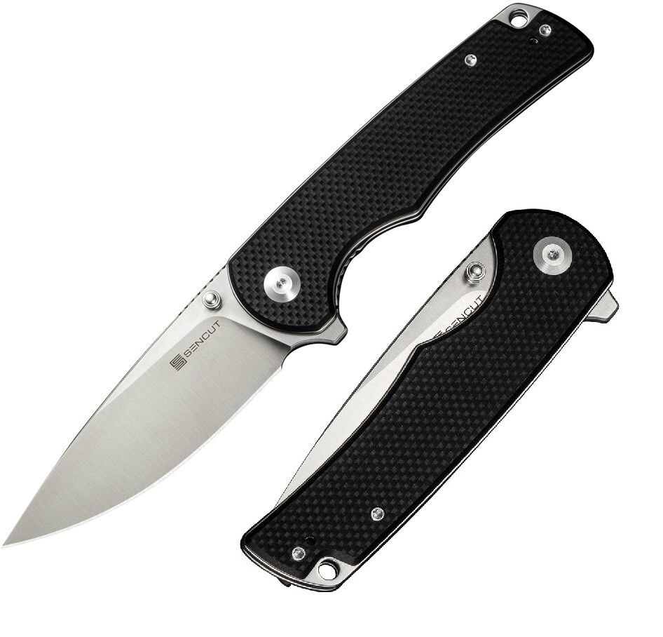 SENCUT Praktisk Folding Knife 3.63″ Satin 9Cr18MoV Steel Blade Black G10 Handle