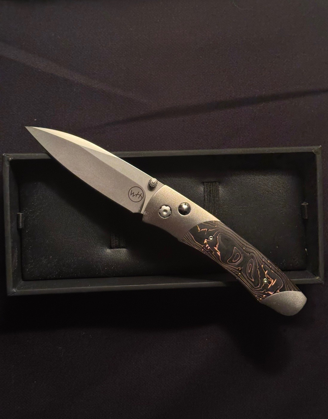 William Henry A200-6 Pocketknife S35VN Titanium and Copper Inlayed Carbon Fiber