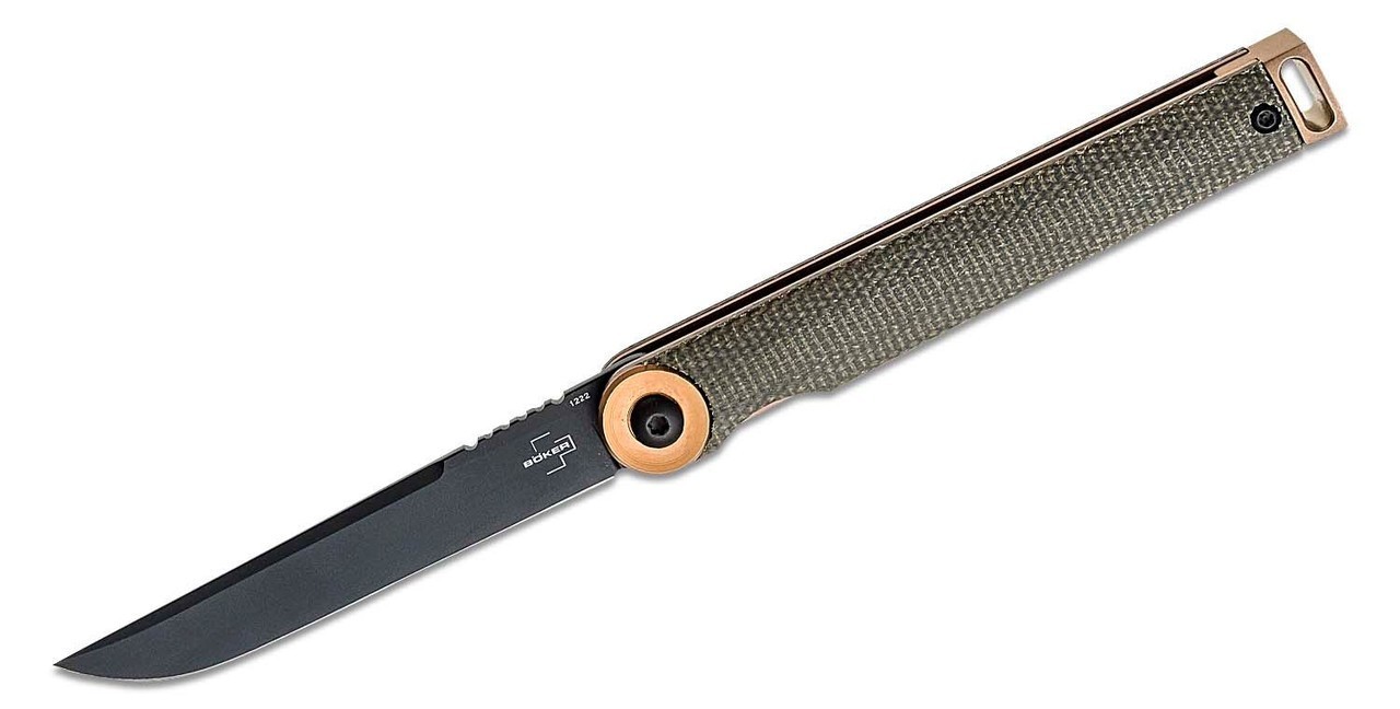 Boker Plus Kaizen Folding Knife, Green Canvas Micarta Handles 01BO391