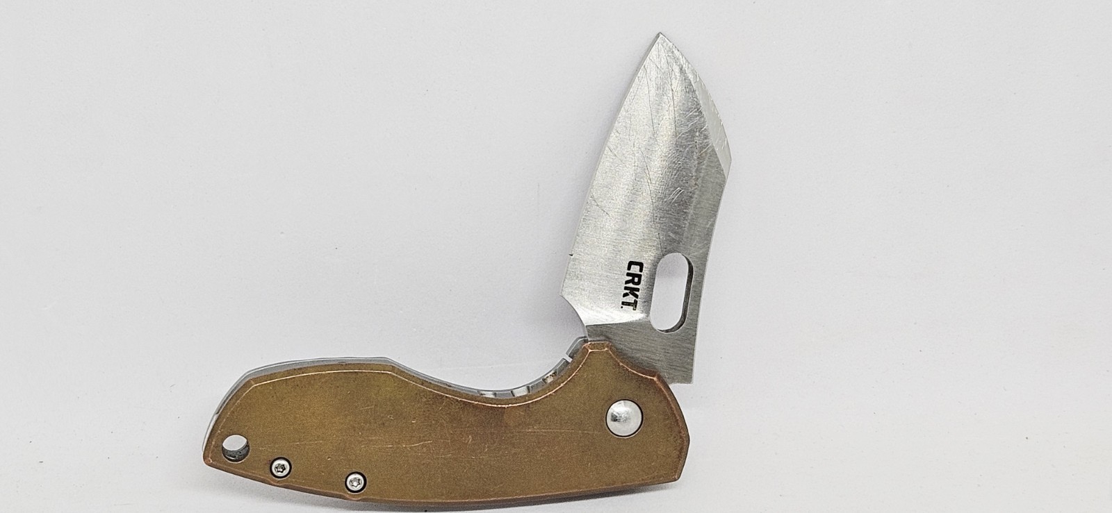 CRKT 5311CU Pilar Pocket Knife Copper Handle Plain Edge Frame Lock Blade Used