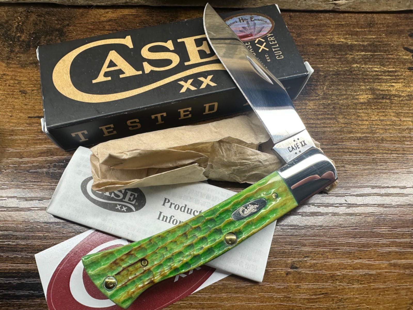 Case XX knife AXE HANDLE 22868 Burnt Bright Green BR61135 LIZARD SKIN SFO