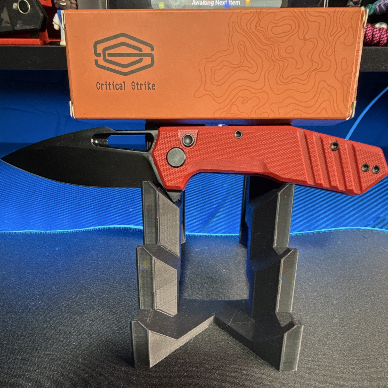 Critical Strike Rowdy B508-RDBF VG-10 Drop Point Plain Red G10 Button Lock
